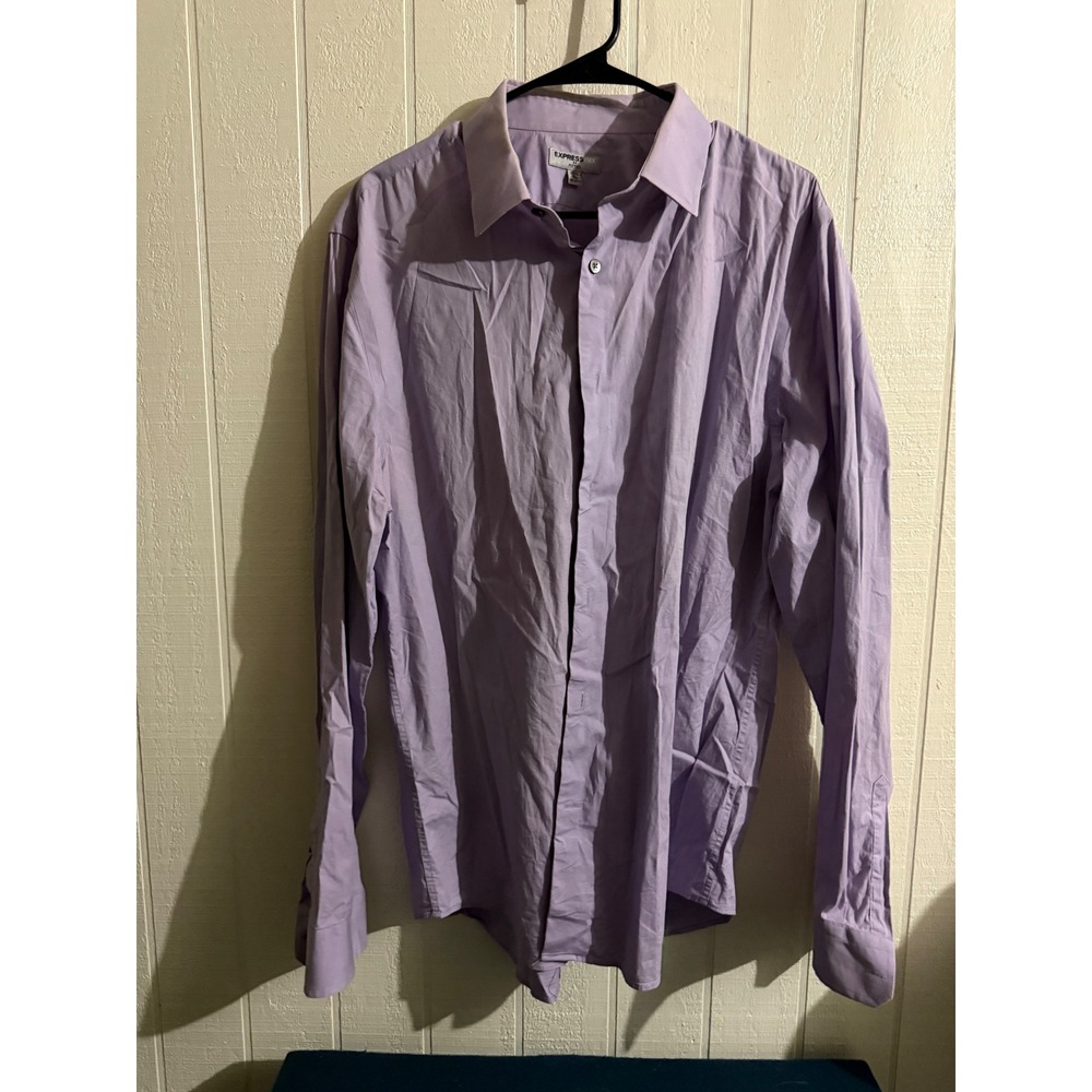 Express 1MX Fitted Dress Shirt Mens XL Purple Lavender Long Sleeve Button Down